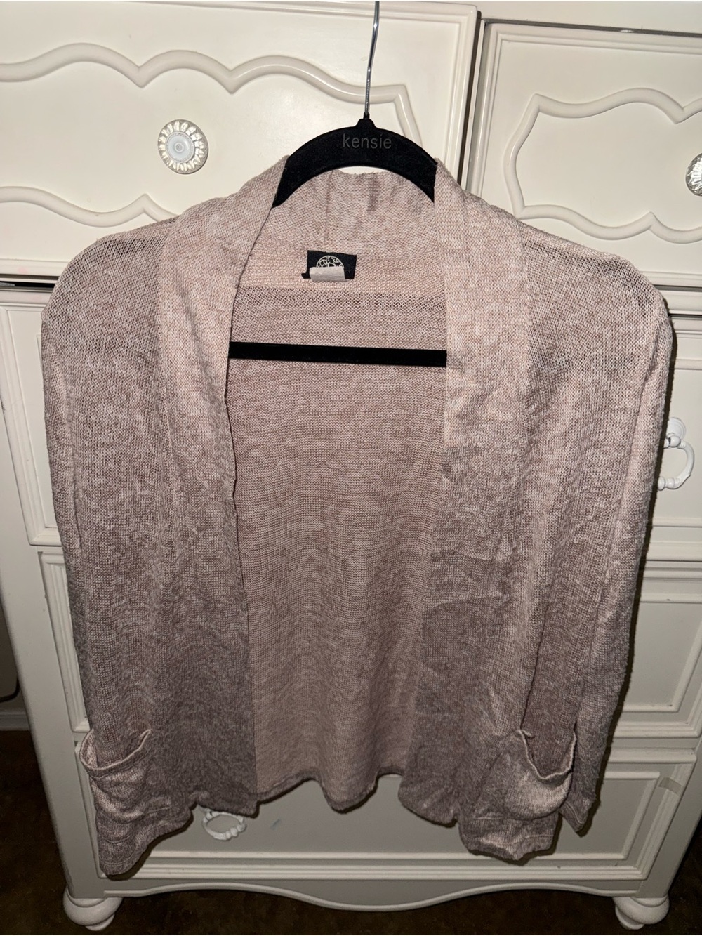Soft Open-Front Pink-Taupe Cardigan Sweater